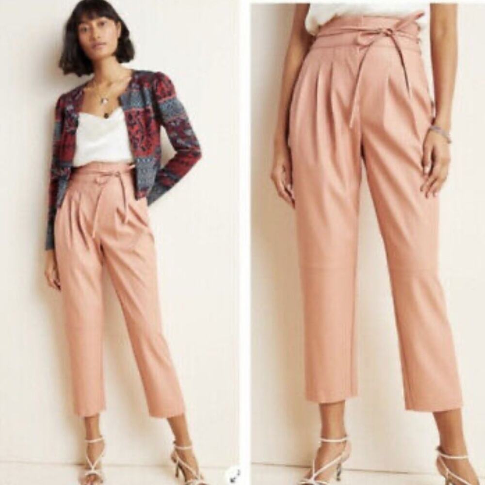Blank NYC Chelsea Pink Faux Leather High Rise Straight Leg Pants Size 29